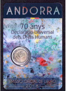 2018 - ANDORRA 2 Euro 70º Dichiarazione Universale Diritti dell'Uomo FDC